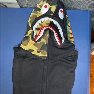 Bape Camo Shark Hoodie Jacket - Black